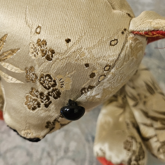Vintage Embroidered Asian Silk Chinese Plush Teddy Bear Rotating Arms Legs - Picture 16 of 16